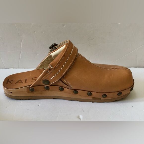 KALSO EARTH SHOE WOMEN'S MULES & CLOGS SHANTI LEATHER WOOD SIZE 6W NATURAL - Picture 9 of 12